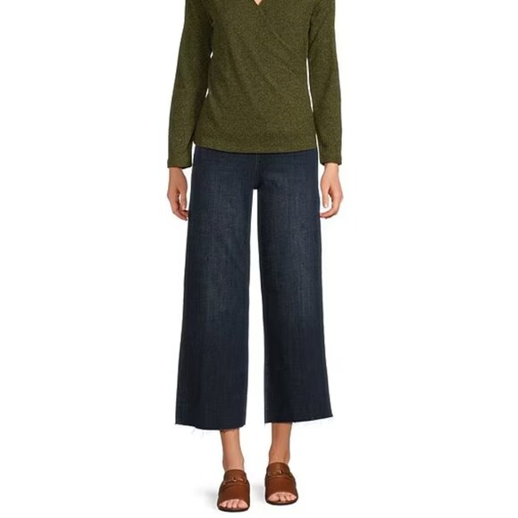 Liverpool Los Angeles Stride High Rise Wide Leg Cropped Jeans - Dark Wash - 12 - Picture 1 of 12